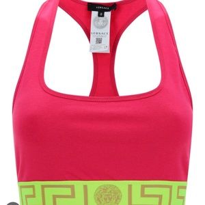 Versace Greca Crop Top Sport Bra Fucshia